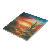 Schilderen van een kleurrijke woestijn - zonnestee tegeltje (Zijkant)