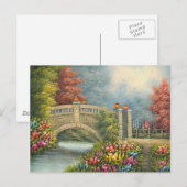 Schilderen van een loopbrug omringd door bloemen briefkaart (Voorkant / Achterkant)
