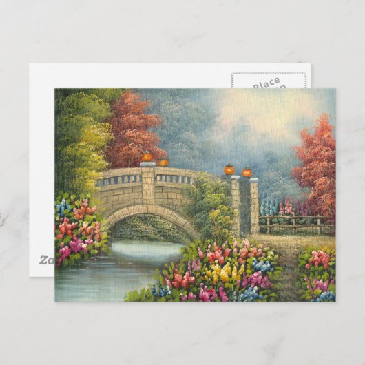 Schilderen van een loopbrug omringd door bloemen briefkaart (Voorkant / Achterkant)