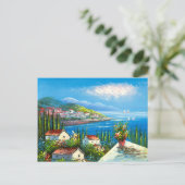 Schilderen van een mediterraan zeedorp briefkaart (Staand voorkant)