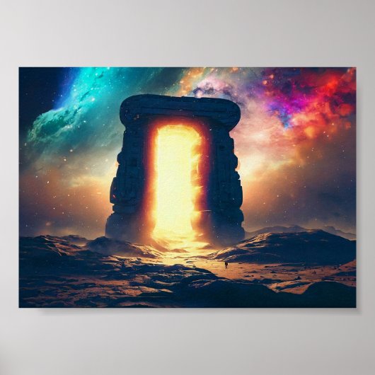 Schilderen van een portaal in de ruimte poster (Voorkant)
