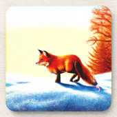 Schilderen van een rode vos. Bestel nu Bier Onderzetter (Voorkant)