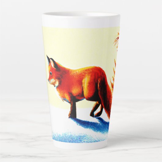 Schilderen van een rode vos. Bestel nu Latte Mok (Voorkant)