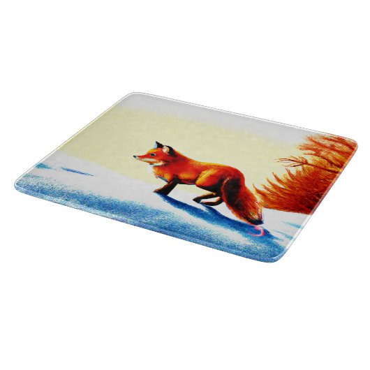 Schilderen van een rode vos. Bestel nu Snijplank (Hoek)