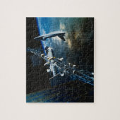Schilderen van een ruimtestation boven de aarde legpuzzel (Verticaal)