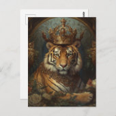 Schilderen van een tijger met een kroon briefkaart (Voorkant / Achterkant)