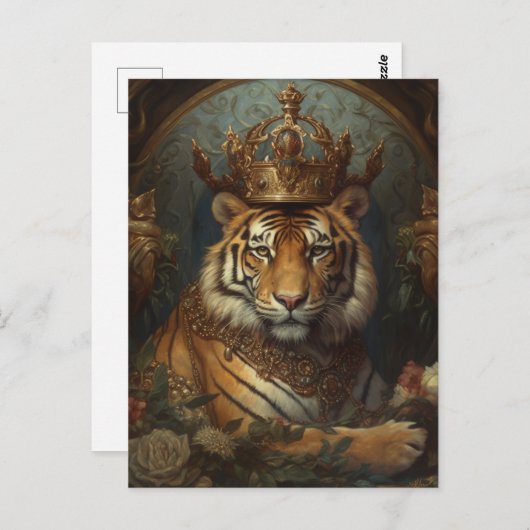 Schilderen van een tijger met een kroon briefkaart (Voorkant / Achterkant)