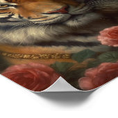 Schilderen van een tijger met een kroon en Rozen Poster (Hoek)