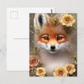 Schilderen van een vossep onder de bloemen briefkaart (Voorkant / Achterkant)