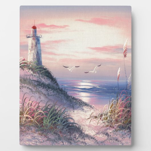 Schilderen van een vuurtoren op zonsopgang fotoplaat (Voorkant)