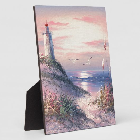 Schilderen van een vuurtoren op zonsopgang fotoplaat (Zijkant)