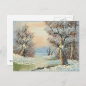Schilderen van een winterbos en een winterrivier briefkaart (Voorkant / Achterkant)