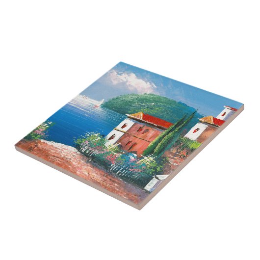 Schilderen van een zeeflap in Italië Tegeltje (Zijkant)