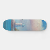 Schilderen van een zeemeeuw nabij een vuurtoren skateboard (Horizontaal)