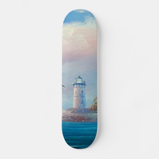Schilderen van een zeemeeuw nabij een vuurtoren skateboard (Voorkant)