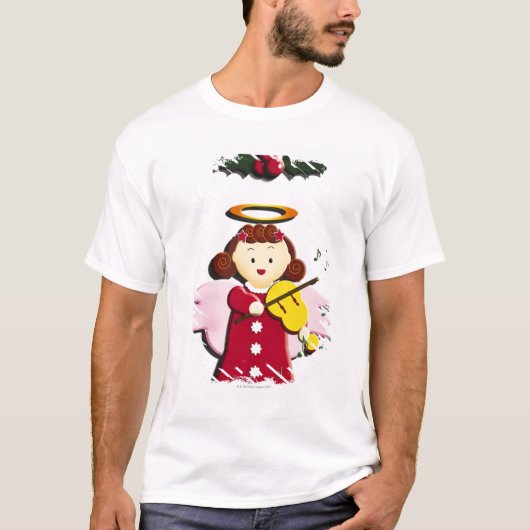 Schilderen van engel die Violin speelt, illustrati T-shirt (Voorkant)