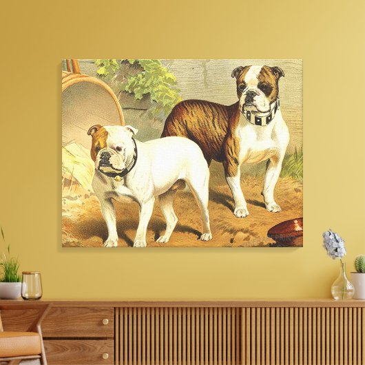 schilderen van Engelse Bulldogs Canvas Afdruk (Insitu (Woonkamer))