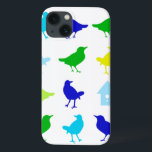 Schilderen van gekleurde vogels door Chariklia Zar iPhone 13 Hoesje<br><div class="desc">Vul de speelkamer van je kind in met dit schilderij van gekleurde vogels van Chariklia Zarris. Groene,  blauwe en gele sprong van de druk. Je wacht alleen op deze vogels om hun vleugels te verspreiden. Geef je een kopie voordat ze wegvliegen.</div>