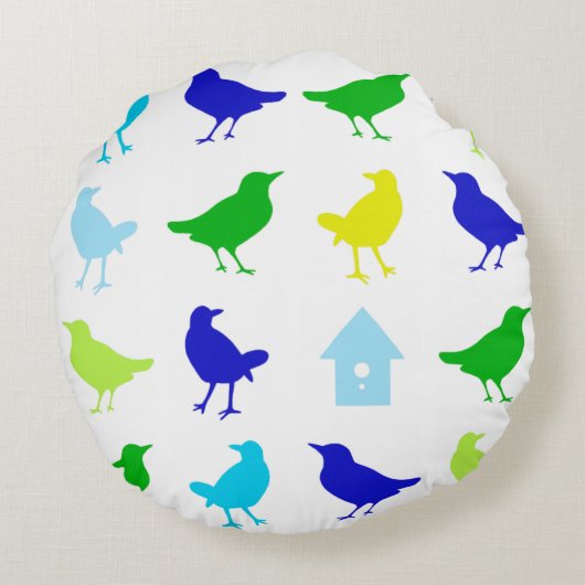 Schilderen van gekleurde vogels door Chariklia Zar Rond Kussen (Achterkant)