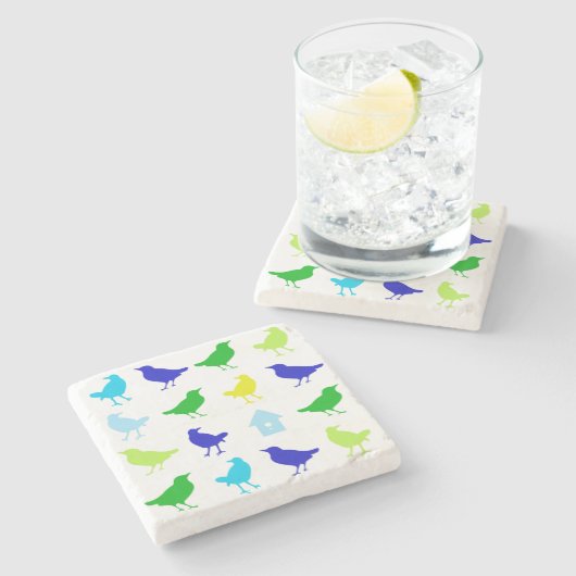 Schilderen van gekleurde vogels door Chariklia Zar Stenen Onderzetter (Zijkant)