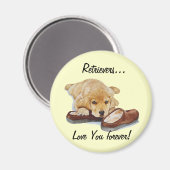 schilderen van gouden hondenpuppy dog met slogan magneet (Voorkant / Achterkant)