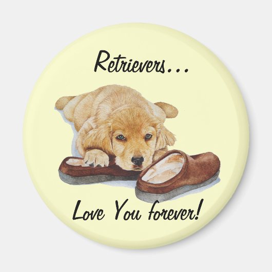 schilderen van gouden hondenpuppy dog met slogan magneet (Voorkant)