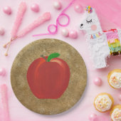 Schilderen van hele rode Apple Gold Ripple Paper B Papieren Bordje (Feest)