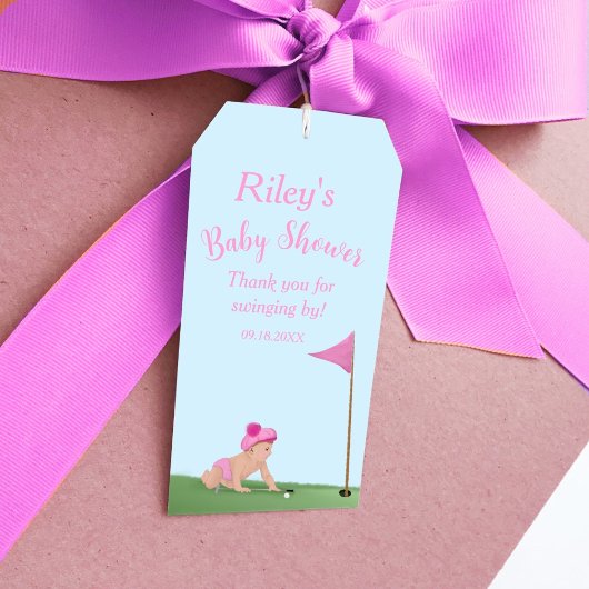Schilderen van het Baby shower van Golf Baby Girl  Cadeaulabel