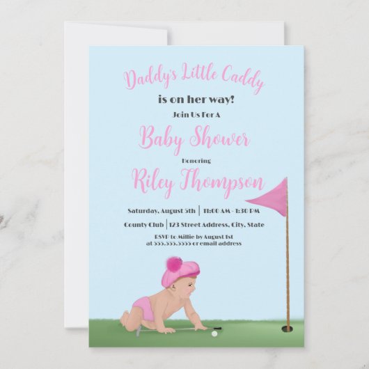 Schilderen van het Baby shower van Golf Baby Girl  Kaart (Voorkant)