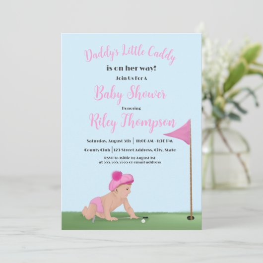 Schilderen van het Baby shower van Golf Baby Girl  Kaart (Staand voorkant)