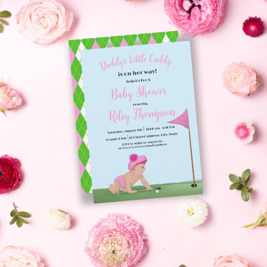 Schilderen van het Baby shower van Golf Baby Girl Kaart