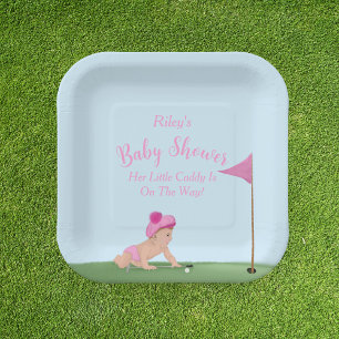 Schilderen van het Baby shower van Golf Baby Girl  Papieren Bordje