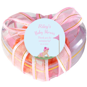 Schilderen van het Baby shower van Golf Baby Girl Ronde Sticker