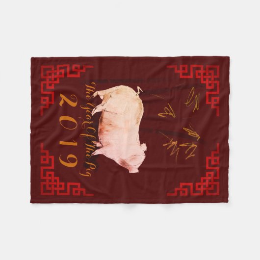 Schilderen van het Chinese Lijst Varkenshaar 2019  Fleece Deken (Voorkant (Horizontaal))