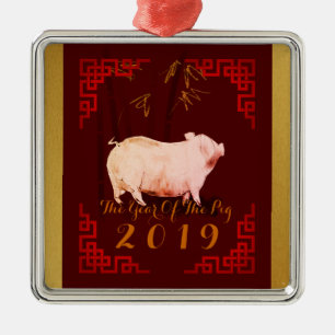 Schilderen van het Chinese Lijst Varkenshaar 2019  Metalen Ornament