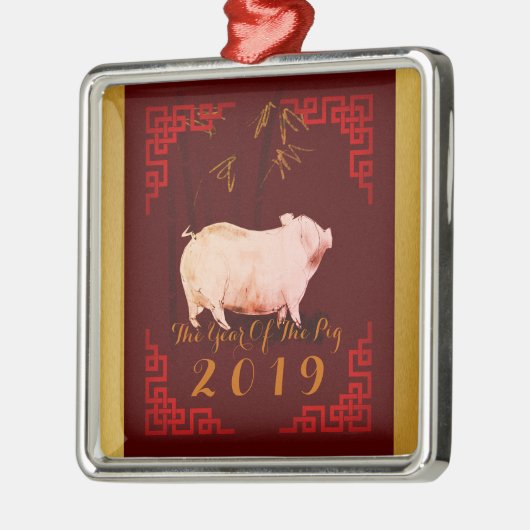 Schilderen van het Chinese Lijst Varkenshaar 2019  Metalen Ornament (Links)