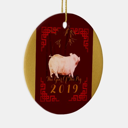 Schilderen van het Chinese Lijst Varkenspad 2019 R Keramisch Ornament (Rechts)