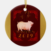 Schilderen van het Chinese Lijst Varkenspad 2019 R Keramisch Ornament (Voorkant)