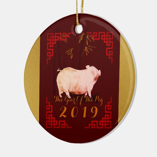 Schilderen van het Chinese Lijst Varkenspad 2019 R Keramisch Ornament (Links)