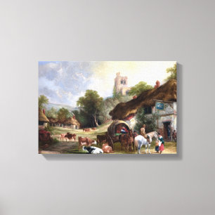  schilderen van het Engelse land Village Canvas Afdruk