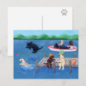 Schilderen van het meer van Fun Labradors Briefkaart (Voorkant / Achterkant)