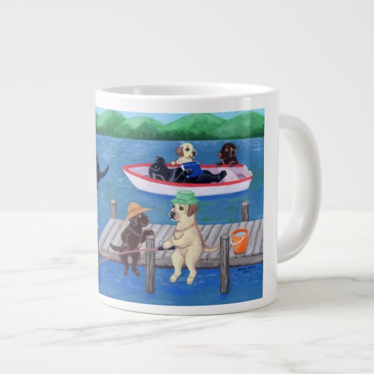 Schilderen van het meer van Fun Labradors Grote Koffiekop (Voorkant rechts)