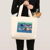 Schilderen van het meer van Fun Labradors Grote Tote Bag (Voorkant (product))