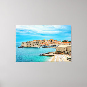 Schilderen van het strand van Dubrovnik Canvas Afdruk