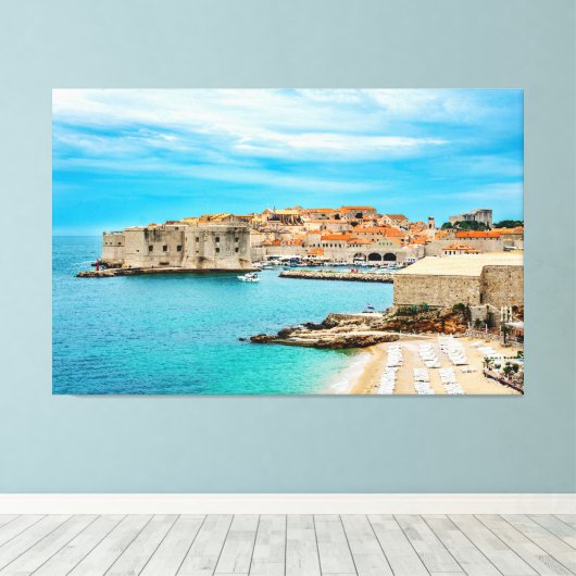Schilderen van het strand van Dubrovnik Canvas Afdruk (Insitu (Houten vloer))
