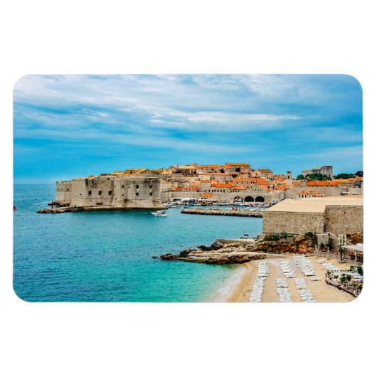Schilderen van het strand van Dubrovnik Magneet (Horizontaal)