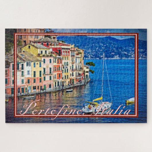 Schilderen van het zeilen naar Portofino, Italië - Legpuzzel (Horizontaal)