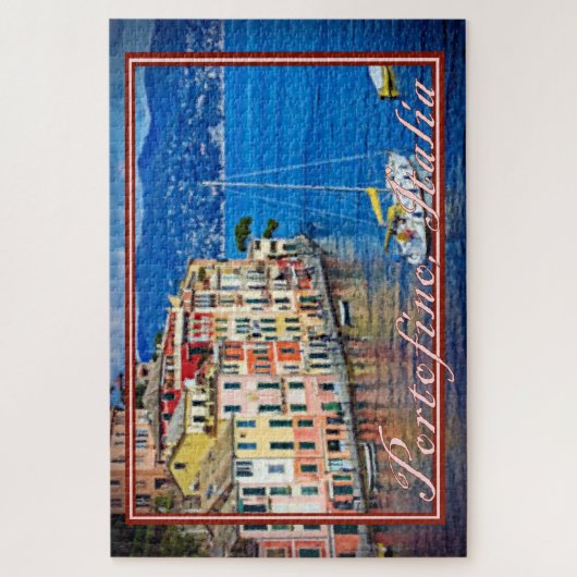 Schilderen van het zeilen naar Portofino, Italië - Legpuzzel (Verticaal)