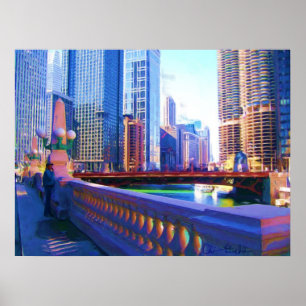 Schilderen van Kanaal van Chicago Poster