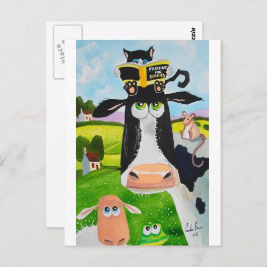 Schilderen van Koe kattenschikker Briefkaart (Voorkant / Achterkant)